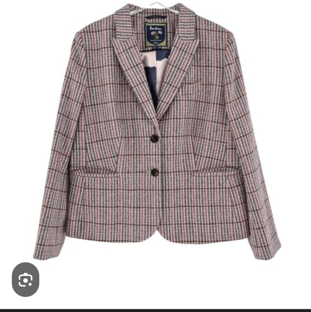 Boden Checkered Blazer - Red, Blue, White